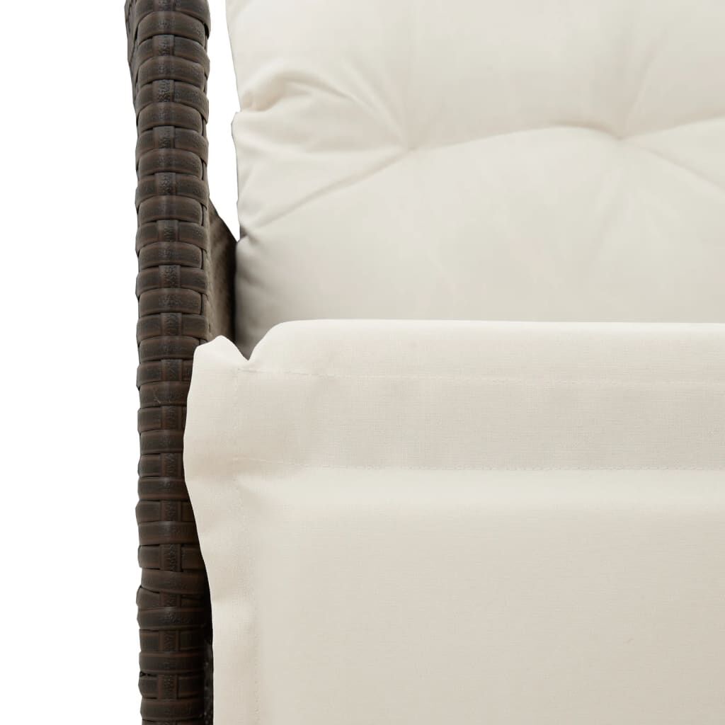 vidaXL 3 Piece Bistro Set with Cushions Brown Poly Rattan