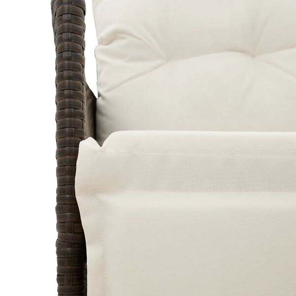 vidaXL 3 Piece Bistro Set with Cushions Brown Poly Rattan