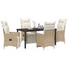 vidaXL Garden Dining Set with Cushion 5 pcs Beige Poly Rattan