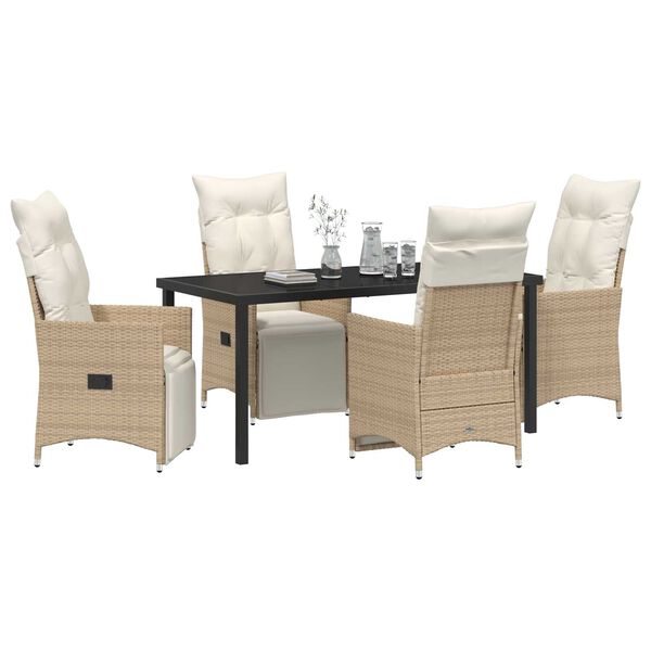 vidaXL Garden Dining Set with Cushion 5 pcs Beige Poly Rattan