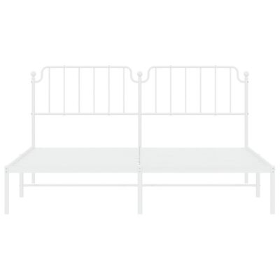 vidaXL Metal Bed Frame with Headboard White 183x213 cm