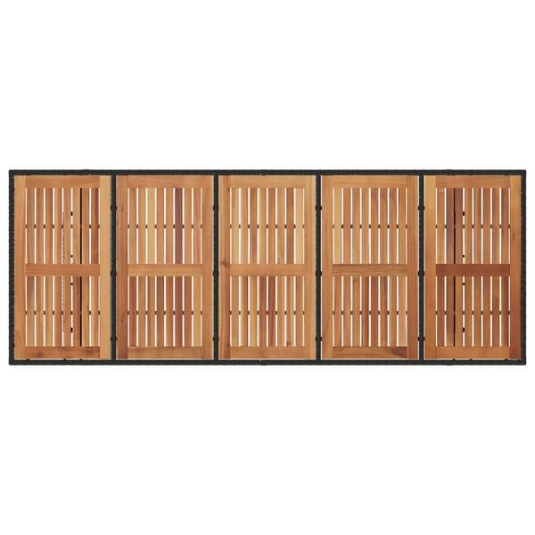 vidaXL Garden Table with Acacia Wood Top Black 240x90x75 cm Poly Rattan