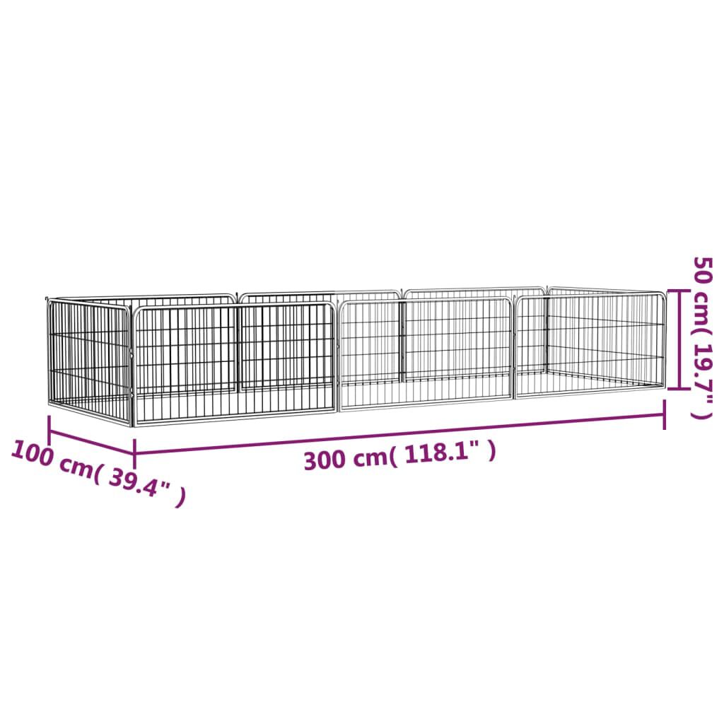 vidaXL 8-Panel Dog Playpen Black 100x50 cm Powder-coated Steel