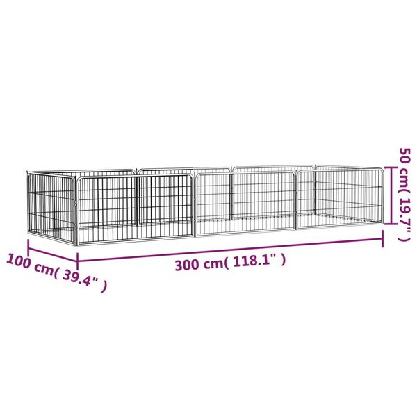vidaXL 8-Panel Dog Playpen Black 100x50 cm Powder-coated Steel