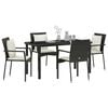 vidaXL Garden Dining Set with Cushion 5 pcs Black Poly Rattan