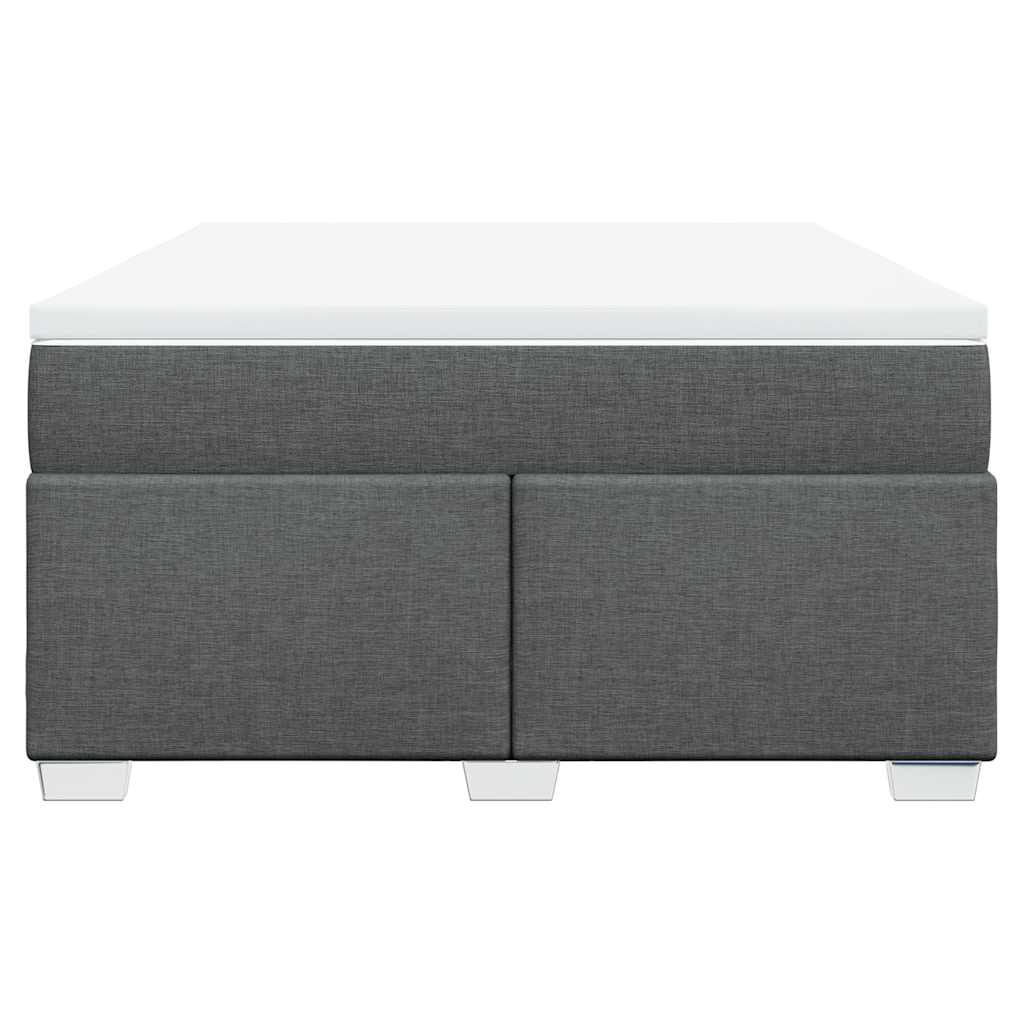 vidaXL Box Spring Bed with Mattress Dark Grey Queen Fabric