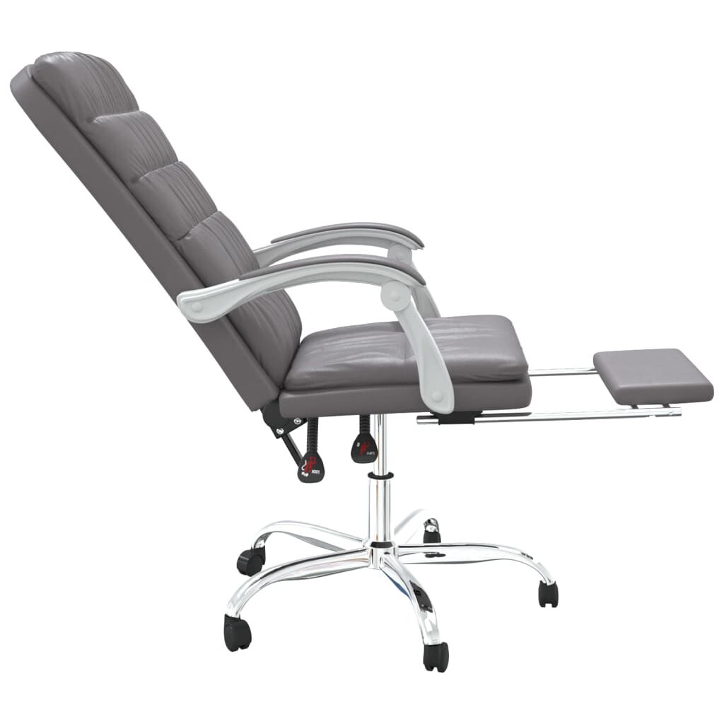 vidaXL Reclining Office Chair Grey Faux Leather