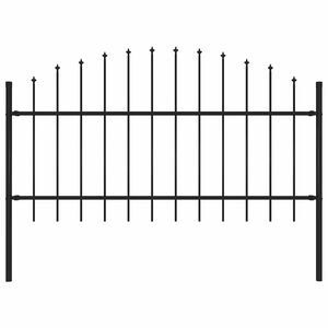 vidaXL Garden Fence with Spear Top Steel 181x125 cm Black
