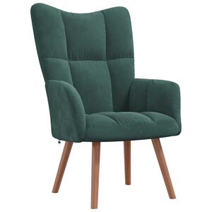 vidaXL Relaxing Chair Dark Green Velvet