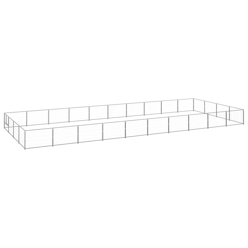 vidaXL Dog Kennel Silver 40 m² Steel