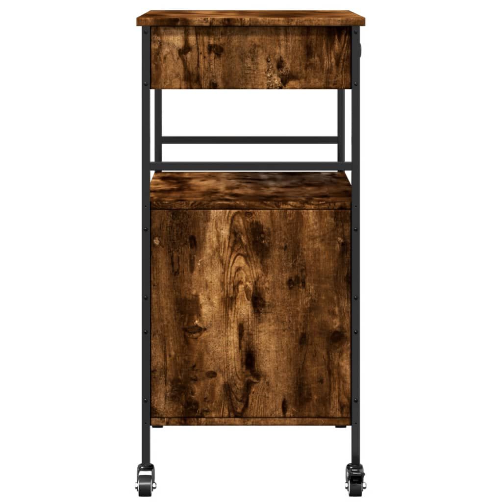 vidaXL Kitchen Trolley Smoked Oak 56x43x89.5 cm Engineered Wood