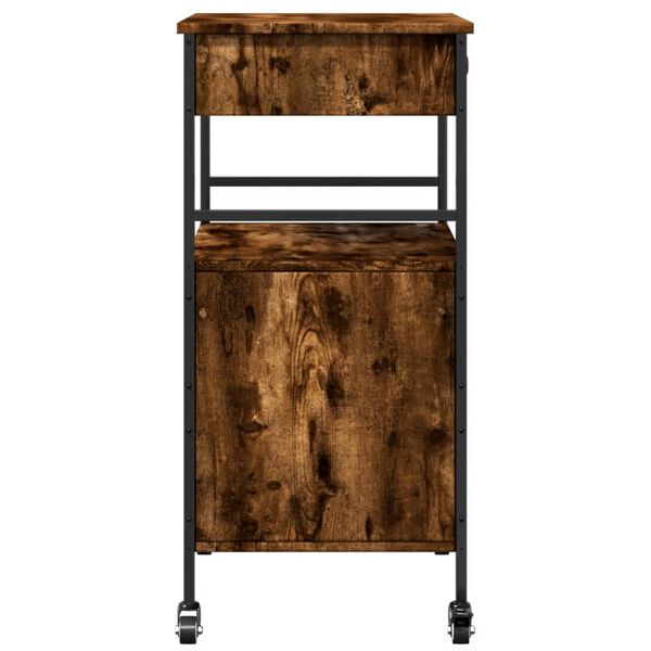 vidaXL Kitchen Trolley Smoked Oak 56x43x89.5 cm Engineered Wood