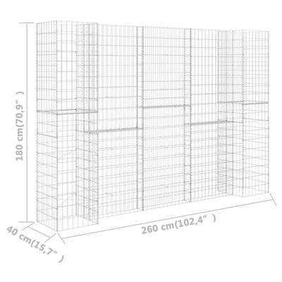 vidaXL H-Shaped Gabion Planter Steel Wire 260x40x180 cm