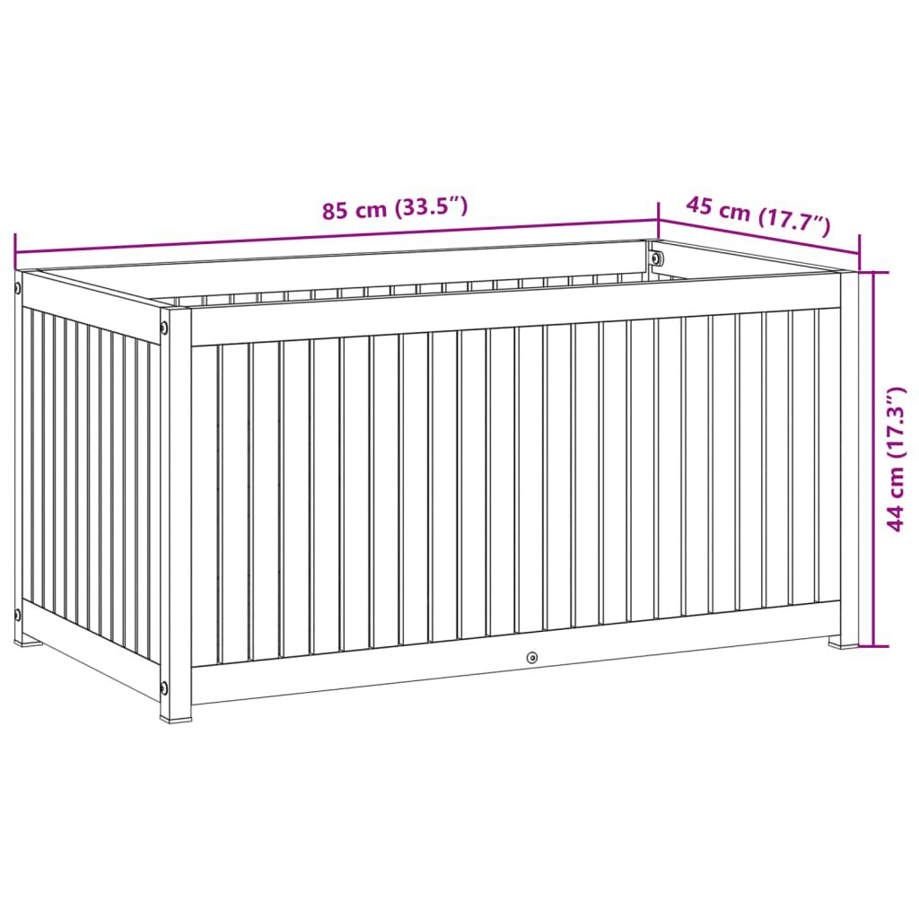 vidaXL Garden Planter 85x45x44 cm Solid Wood Acacia and Steel