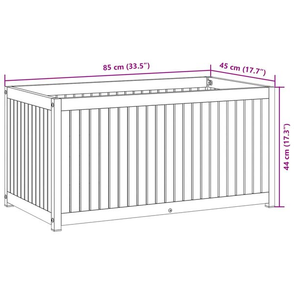 vidaXL Garden Planter 85x45x44 cm Solid Wood Acacia and Steel