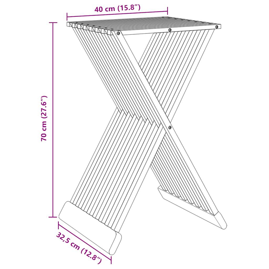 vidaXL Folding Stool 40x32.5x70 cm Solid Wood Teak