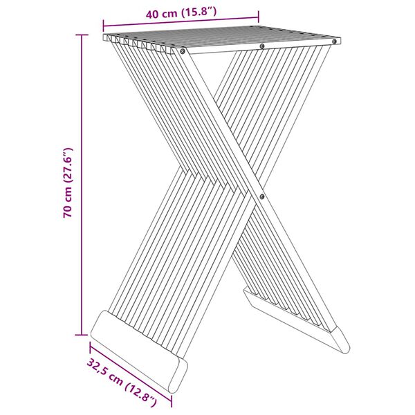 vidaXL Folding Stool 40x32.5x70 cm Solid Wood Teak