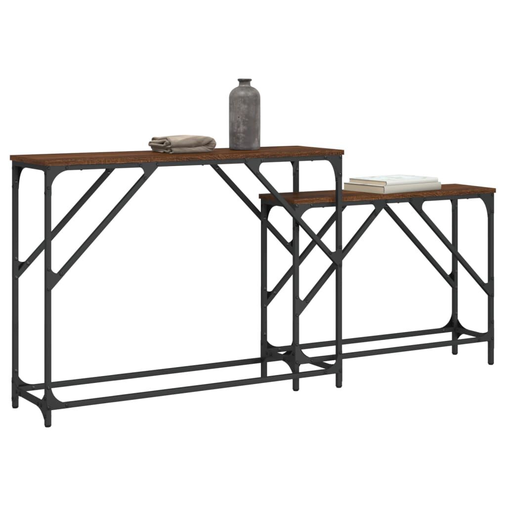 vidaXL Nesting Console Tables 2 pcs Brown Oak Engineered Wood