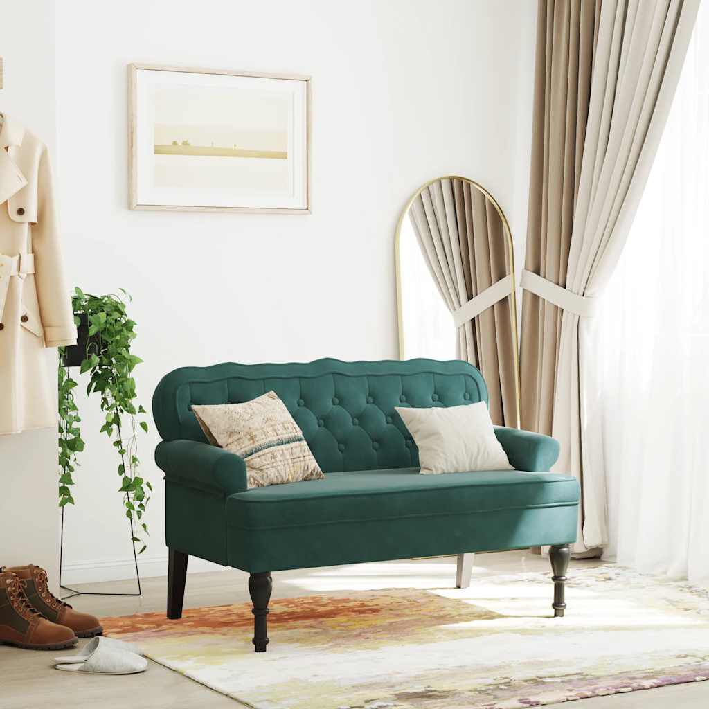 vidaXL Bench with Backrest Dark Green 119.5x64.5x75 cm Velvet