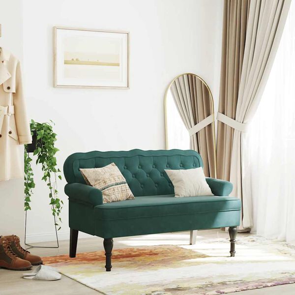vidaXL Bench with Backrest Dark Green 119.5x64.5x75 cm Velvet