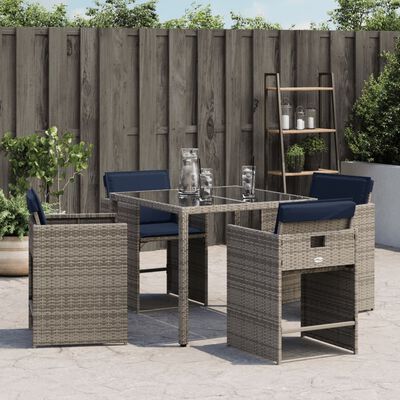 vidaXL Garden Chairs with Cushions 4 pcs Grey Poly Rattan