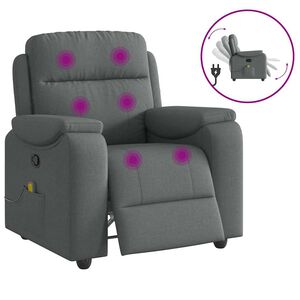 vidaXL Massage Recliner Chair Dark Grey Fabric
