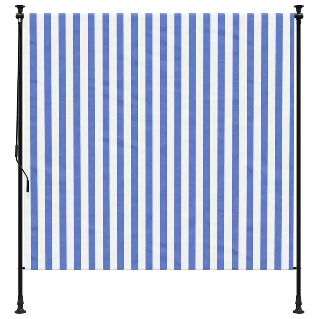 vidaXL Outdoor Roller Blind Blue and White 150x270 cm Fabric&Steel