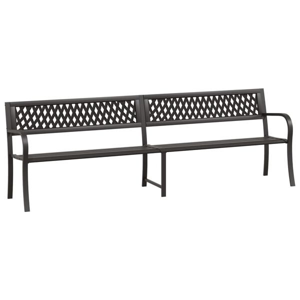 vidaXL Twin Garden Bench Black 237 cm Steel