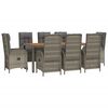 vidaXL 9 Piece Garden Dining Set with Cushions Grey Poly Rattan