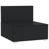 vidaXL Garden Middle Sofa with Cushions Black Poly Rattan