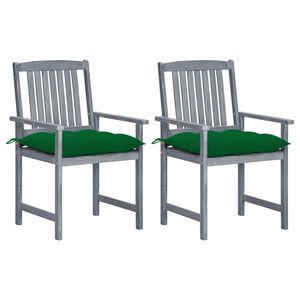 vidaXL Garden Chairs with Cushions 2 pcs Grey Solid Acacia Wood