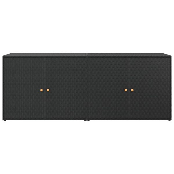 vidaXL Garden Storage Cabinet Black 198x55.5x80 cm Poly Rattan