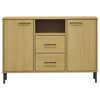 vidaXL Sideboard with Metal Legs Brown 113x40x77 cm Solid Wood OSLO