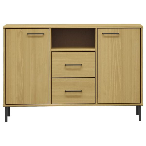 vidaXL Sideboard with Metal Legs Brown 113x40x77 cm Solid Wood OSLO