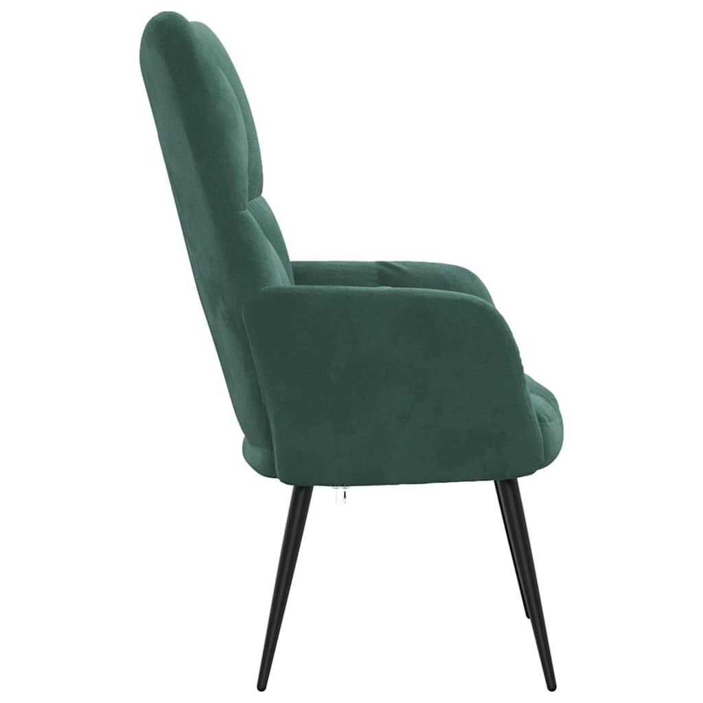 vidaXL Relaxing Chair Dark Green Velvet