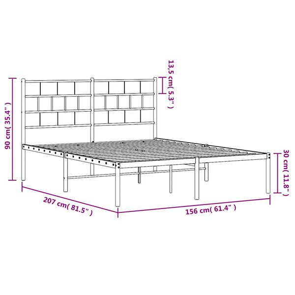 vidaXL Metal Bed Frame without Mattress with Headboard White 150x200cm