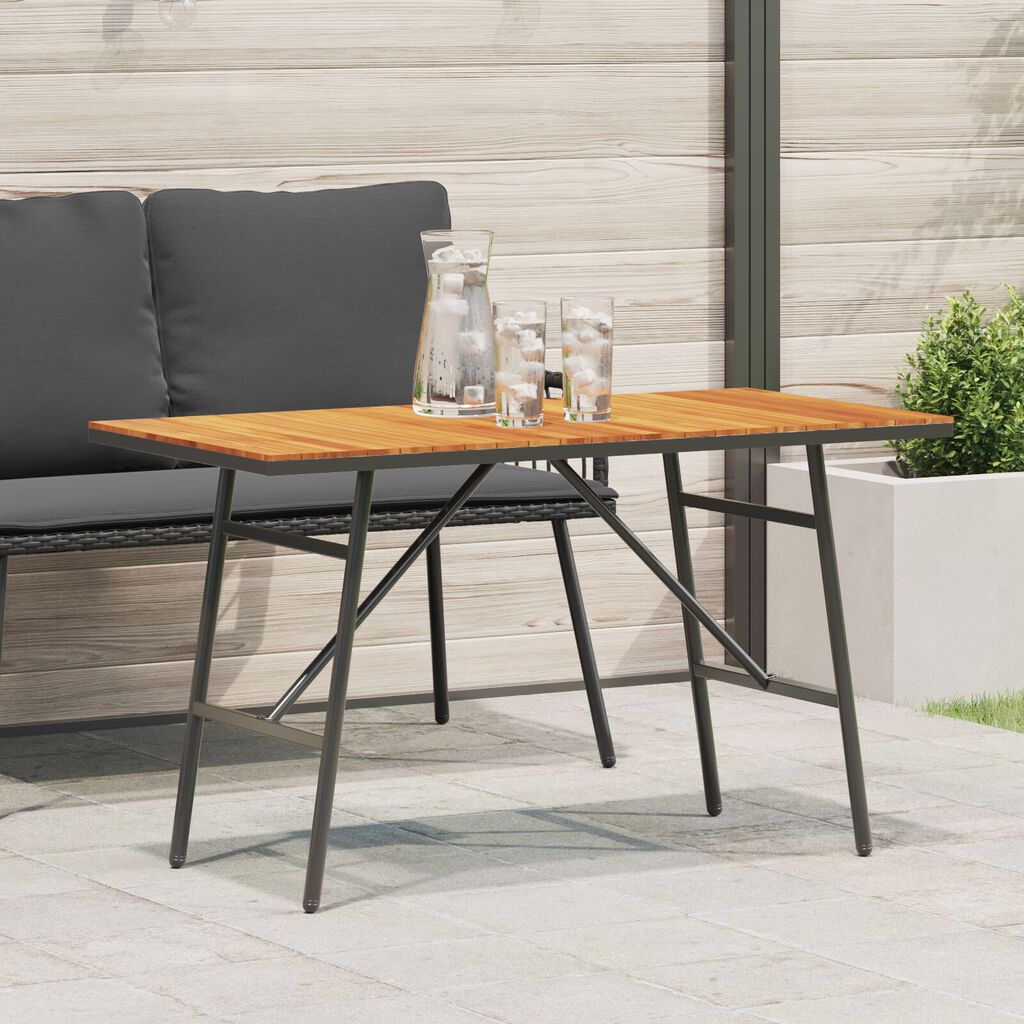 vidaXL Dining Table - Black, 110x55x62 cm, Made from Solid Acacia Wood