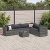 vidaXL 7 Piece Garden Lounge Set with Cushions Grey Poly Rattan