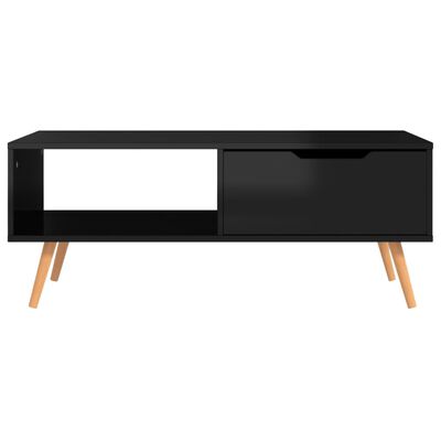 vidaXL Coffee Table High Gloss Black 100x49.5x43 cm Engineered Wood