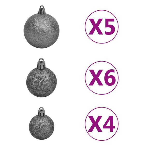 vidaXL Artificial Christmas Tree 150 LEDs&Ball Set&Flocked Snow 120 cm