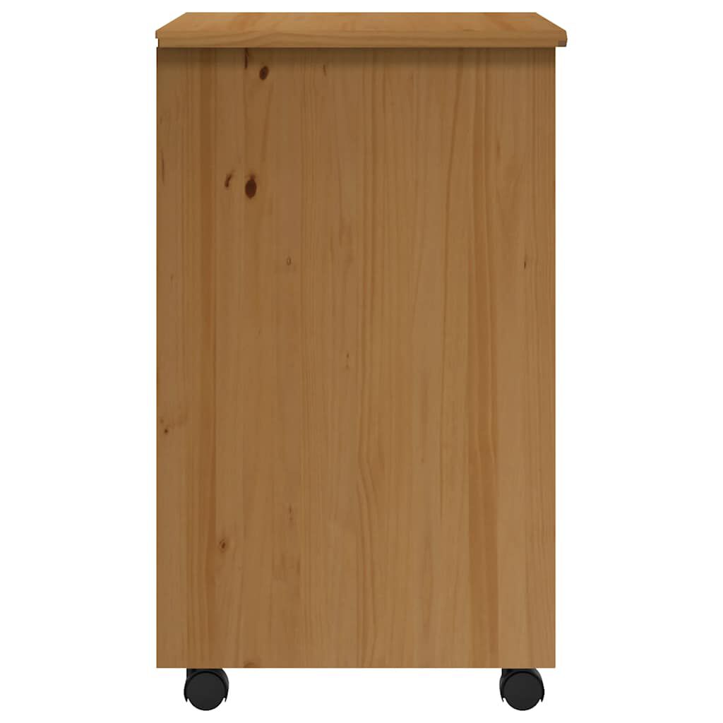 vidaXL Rolling Cabinet with Drawers MOSS Honey Brown Solid Wood Pine