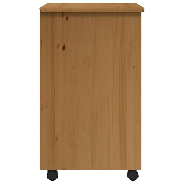 vidaXL Rolling Cabinet with Drawers MOSS Honey Brown Solid Wood Pine