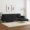 vidaXL 2-Seater Sofa Bed with Pillows and Footstool Black Fabric