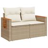 vidaXL Garden Sofa with Cushions 2-Seater Beige Poly Rattan