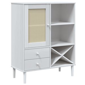 vidaXL Highboard SENJA Rattan Look White 90x40x112cm Solid Wood Pine