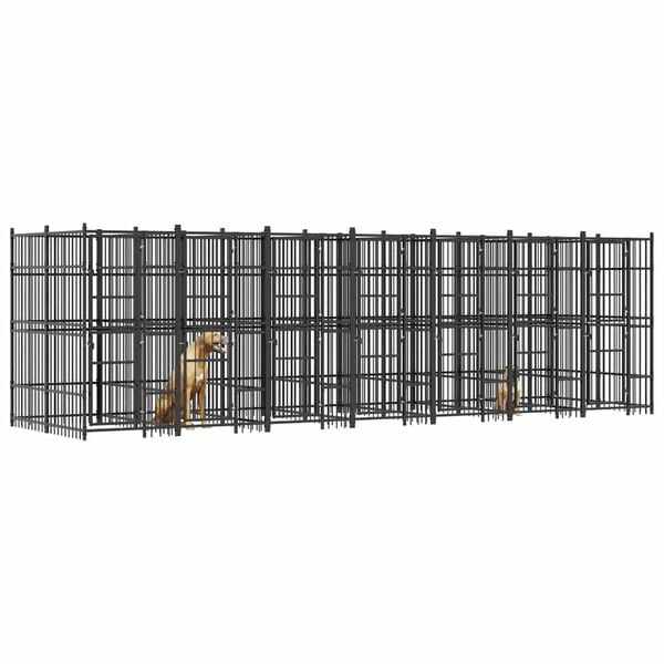 vidaXL Outdoor Dog Kennel Steel 12.9 m&sup2;