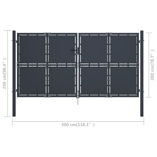 vidaXL Garden Gate Steel 300x200 cm Anthracite