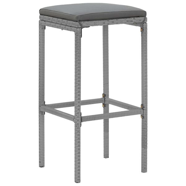 vidaXL 5 Piece Garden Bar Set with Cushions Grey Poly Rattan