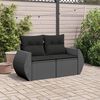 vidaXL Garden Sofa with Cushions 2-Seater Black Poly Rattan
