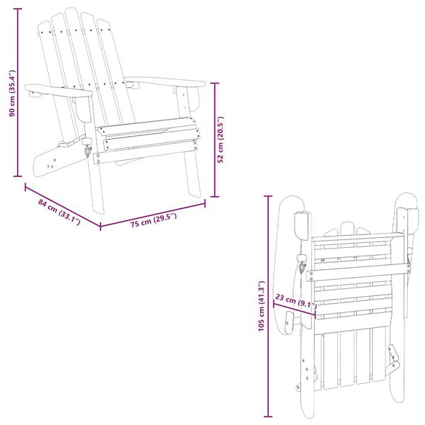 vidaXL Garden Adirondack Chairs 2 pcs Solid Wood Acacia
